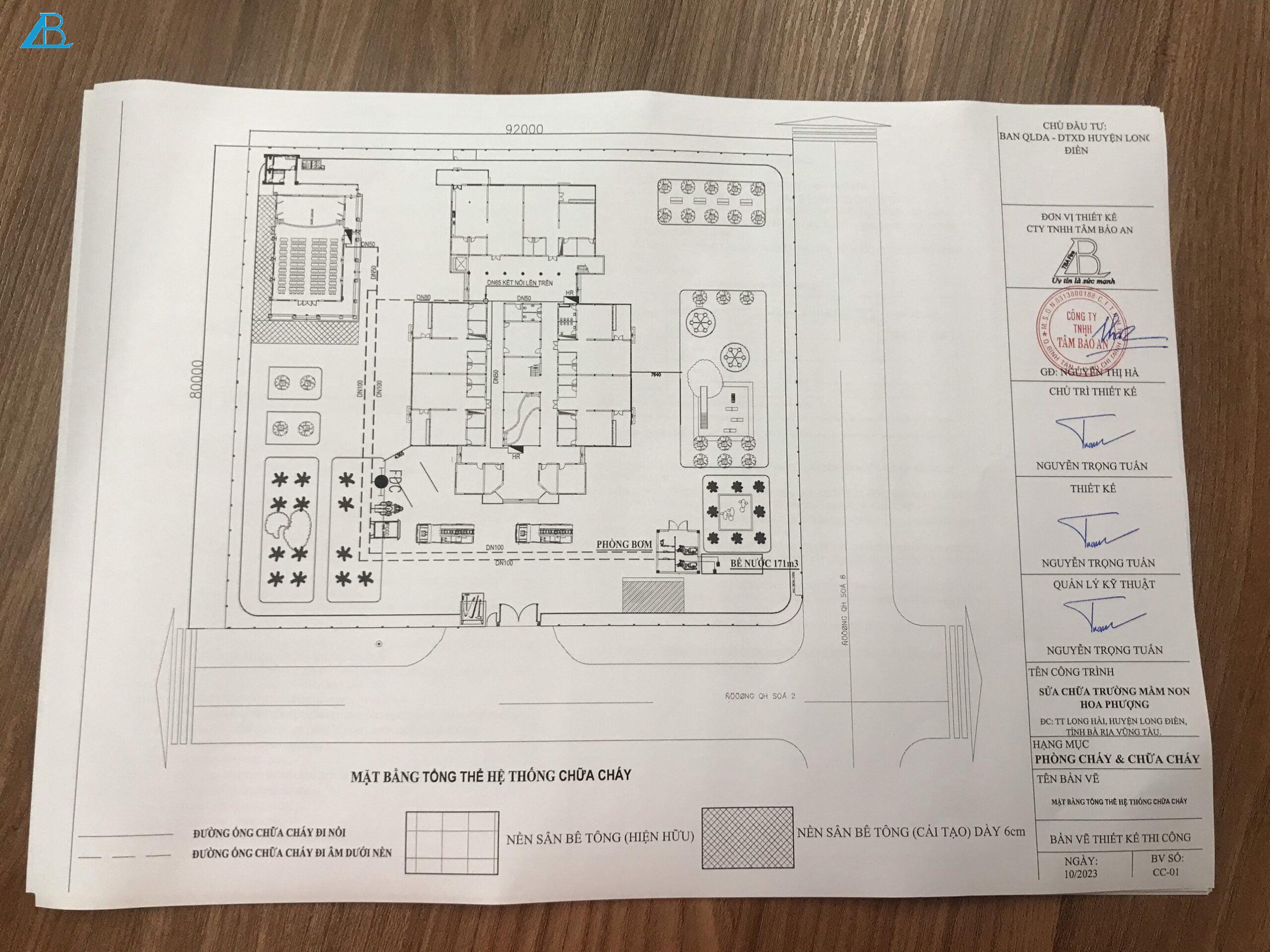 Bản vẽ thiết kế hệ thống chữa cháy